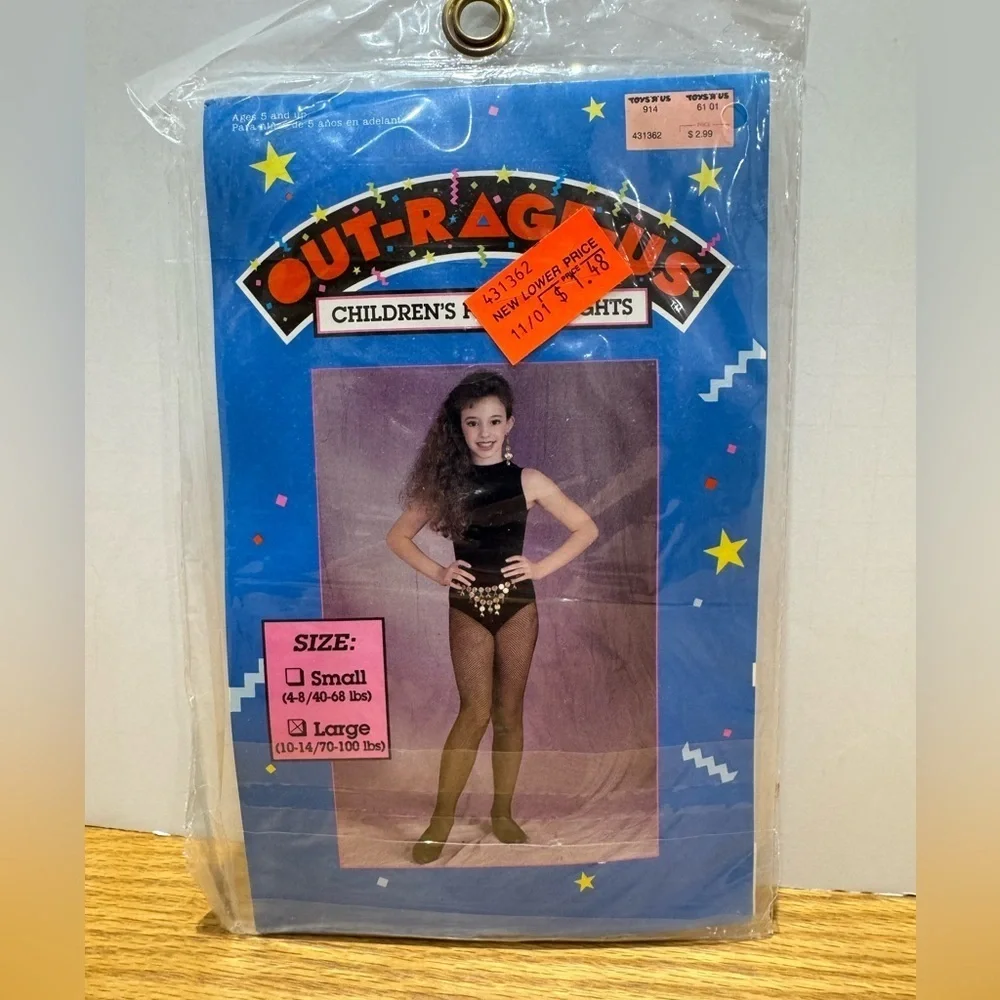 NWT vintage Out-Rageous Children's Dance fishnet Tights size large
